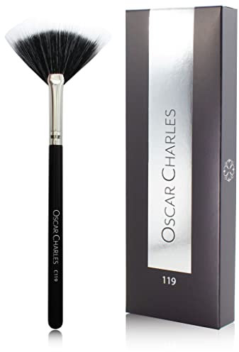 Oscar Charles 119 Luxe Professional Small Duo Fan Makeup Brush - Silver