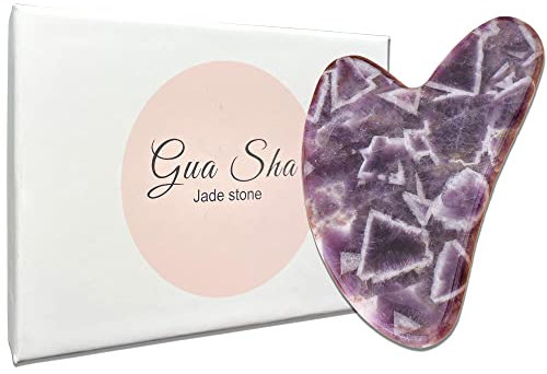 KUNSTIFY Premium Gua Sha Set, Beauty Produkte Jade Stein, Rosenquarz Stein Jade Roller, Gesichtsstein Anti Aging Guasha Stein für Gesichtsmassage Massage Roller Skin Care (Herz Amethyst)