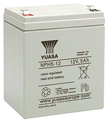 Yuasa NPH5-12 Lead Acid Battery - 12V, 5Ah High Rate VRLA Battery