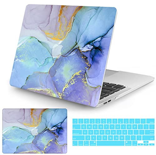 Watbro Kompatibel mit MacBook Pro 13 Zoll Hülle 2020 2019 2018 2017 2016 Release M1 A2338/A2289/A2251/A2159/A1989/A1706/A1708 Laptop Hartschale & Tastaturabdeckung, buntes Marmor