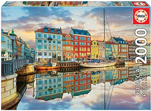 Educa - Puzzle 2000 Teile für Erwachsene | Sonnenuntergang im Kopenhagener Hafen, 2000 Teile Puzzle für Erwachsene und Kinder ab 14 Jahren, Dänemark, Skandinavien (19278)