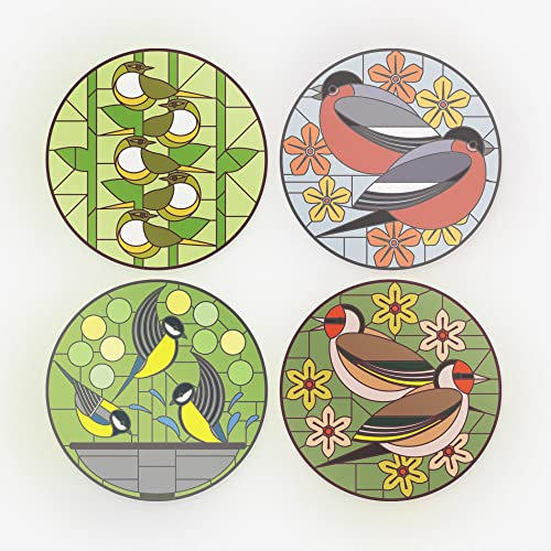 I Like Birds Static Cling Window Stickers for Glass - Garden Birds - 4 Pack - Stained Glass Window Stickers