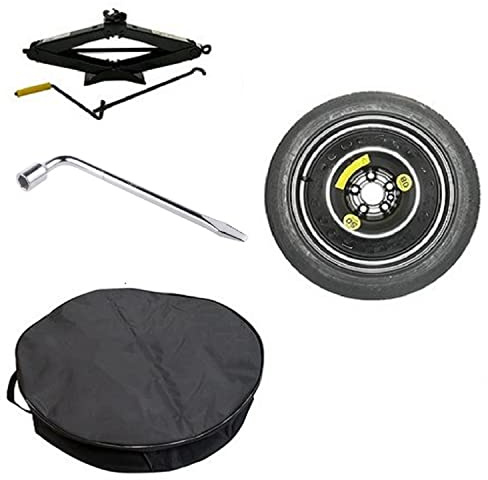 D'ANGELO Kit rueda de repuesto de 15 125/80 R15 compatible con SEAT IBIZA, LEON, TOLEDO, compatible con VW POLO, NEW BEETLE, FOX, compatible con @UDI A1 con gata, llave y funda