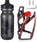 Porte-Bouteille de vélo - Version améliorée - Porte-Bouteille - Beau incassable - Léger - pour VTT, vélo de Course, VTT, vélo de Montagne (Noir Rouge + Bouteille d'eau)