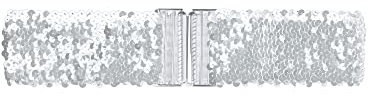 Allegra K Damen Dehnbarer Taillengürtel Metall Interlock Schnallen Paillette Dekorgürtel für Kleider Silber 60cm/23.62