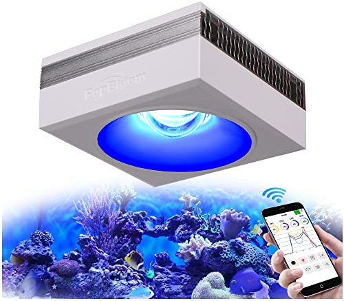 PopBloom RL90 WiFi Luz LED de Acuario Marino 100W, Iluminación Acuario Marino para 40-60cm arrecife Coral Acuario de Peces,APP supporte l'espagnol (1 lámpara con kit para colgar)