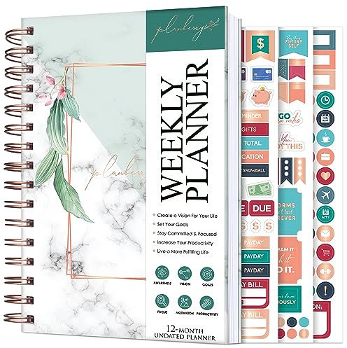 PLANBERRY Wochenplaner – undatierter Lebensplaner & Budgetplaner – Zeitmanagement, Zieleinstellung, To-Do-Liste, Work-Life Balance & Gewohnheiten-Tracker – 15,5 x 20,6 cm (Naturgrün)