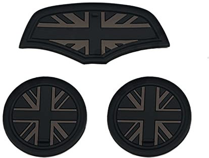 MINI F55 F56 Auto Getränkehalter Untersetzer, 3 Stück Auto Getränkehalter Untersetzer, rutschfeste Getränkehalter Untersetzer für Mini Cooper Schrägheck F55 F56(Union Jack Schwarz)