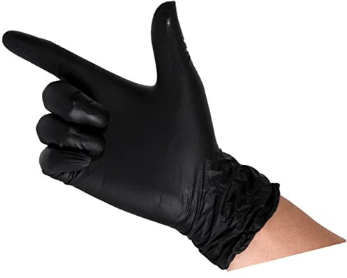 Fdit Lebensmittelhandschuhe, Schwarz 100 STÜCKE Reinigungshandschuhe für Werkstätten (L)