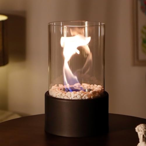 JHY DESIGN Chimenea de Mesa Redonda, Maceta de Fuego, Chimenea portátil de bioetanol, Quemado Limpio, Chimenea sin ventilación para Mesa, hogar, Cocina, Sala de Estar, jardín