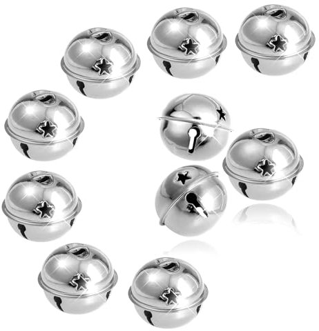 TOAOB 10 Stück Weihnachtsglocken 5 cm Silber Große Glocken Metallglocken für Weihnachtsdekoration Hochzeit Geburtstag Party Dekoration Dekoration Dekoration