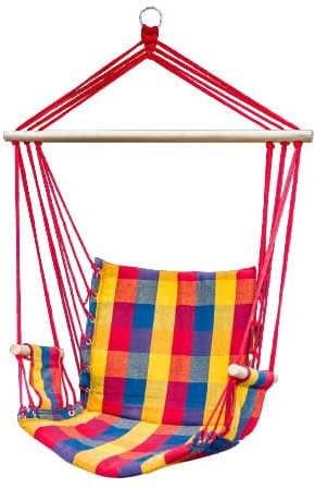 ZOLTA Hängematte 60x100cm - Indoor- und Outdoor- Hängeschaukel mit Armlehnen - Gartenzubehör - Hängender Schaukelstuhl - Häng Hängematte - Hammock für Kinder und Erwachsene - Karierte 3 Farben