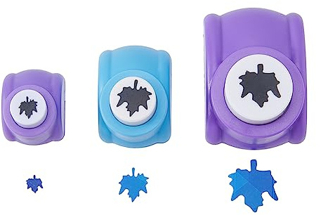 SUPERFINDINGS 3 Stück 3 Größen AhornblattStanzerSet Bastellocher Formen Blau Lila Kleiner Papierstanzer Kunststoff Legierung Basteln ScrapbookStanzer