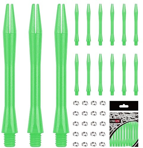 CyeeLife Dart-Schäfte,15 Stück Dart Shafts mit 20 O Ringe,4, Dart Zubehör für Dartpfeile (Schwarz) (Grün)