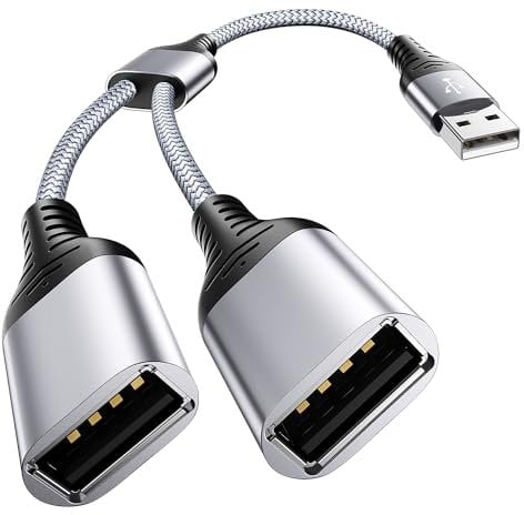 ANDTOBO Câble Répartiteur USB 1 vers 2, USB 2.0 A Mâle vers Double USB Femelle pour PC, Ordinateur Portable, iPhone, Souris, Clavier, Imprimante, Lampes LED USB