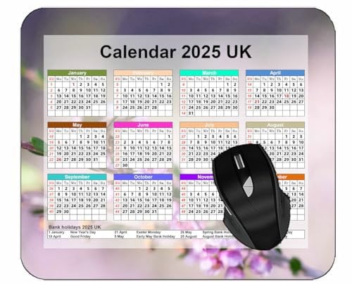 YENDOSTEEN Calendar 2025 UK Year Mouse PadBee Flowers Branch Mouse Mat for Office Computers Laptop Men Women