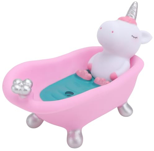 Alipis Cartoon Einhorn Seifenhalter Badewanne Seifenschale Kunststoff Abtropfbar 17X9X1 Zoll Für Badezimmer Küche Kinder Seifenaufbewahrung
