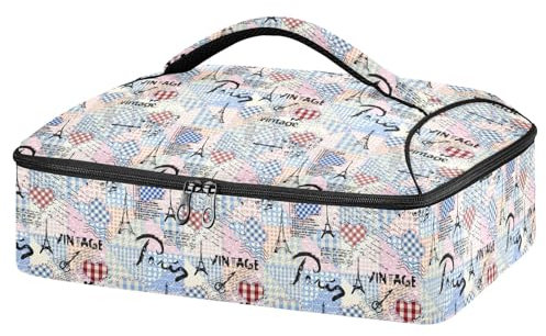 Mnsruu Vintage Grunge Pattern Casserole Carrier for Hot or Cold Food, Insulated Casserole Dish Carrier Bag with Lid, Food Carrier for Travel Party Picnic Tote Bag