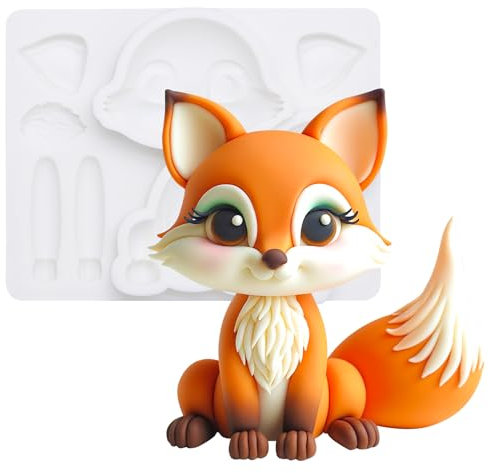 Moule en silicone pour décoration de gâteau en forme de renard 7,9 cm de haut