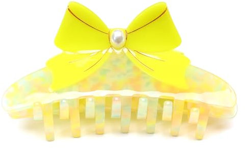 QinGoo Grande pince à cheveux en acétate, pince à griffe pour femme - Accessoire de cheveux élégant pour adultes - 1 pièce(11cm x 4,7cm, Jaune)