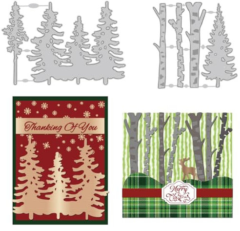 INFUNLY 2 Stück Kiefernbäume, Metall-Stanzformen Zum Basteln von Karten, Kiefernstämme, Stanzformen, Kiefern-Stanzungen, Metall-Prägeschablonen Zum Basteln von Karten, DIY-Scrapbooking, Fotoalbum-Deko
