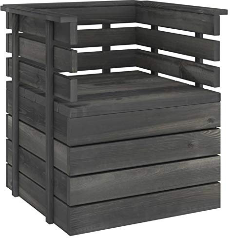 LAPOOH Gartensessel aus massivem Kiefernholz, dunkelgrau, Gartenstuhl, Gartenmöbel, Balkon, Terrasse, Terrasse, Stuhl, 315417