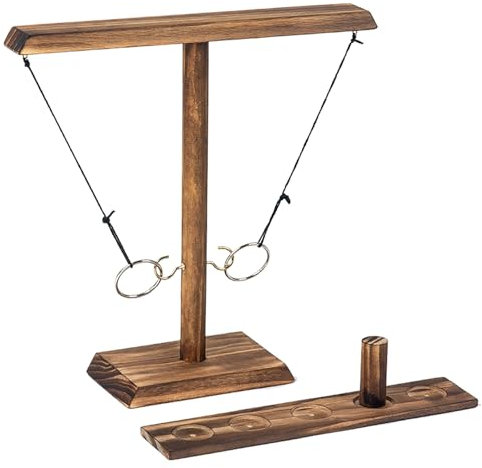 Hooks Ring Toss Game, Ring Toss Games Hook and Ring for Kids Adults (29cm) Toss Hook and Ring Toss Battle Game Handmade Wooden Ring Toss Hooks Fast-paced Interactive for Party Home Bars