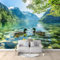 Papier Peint Intissé Vert Canard Naturel Avec Vue Sur Le Lac 3D Mural Fond D'Écran Tapisserie Murales Panoramique 3D Mur De Fond Tv Papier Peint Chambre Enfant Adulte Poster Murales 250x175 cm