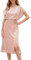 JASAMBAC Dresses for Women UK Elegant, Sequin Dress for Women Crew Neck Short Sleeve Sparkly Glitter Dresses Slit Elastic Waist Cocktail Evening Dresses Party Club Dress