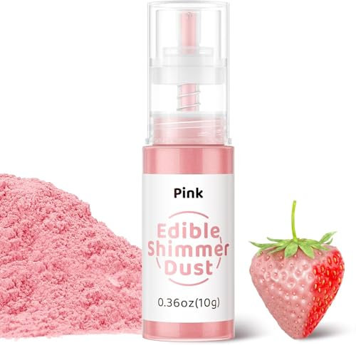 Wwtop Paillettes Comestibles, 10g Paillettes Alimentaires Comestibles Spray, Colorant Alimentaire Poudre, Poudre de Poussière Comestibles pour Boissons, Gâteaux, Cocktail,Chocolat, Bonbons (Rose)