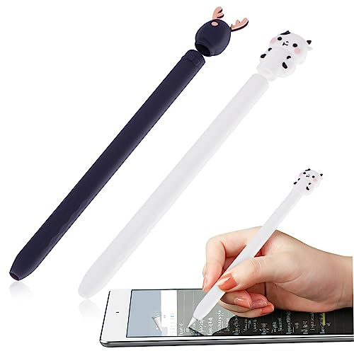 PHENOFICE 2 Stück Silikon Stifthülle 2 Generation rutschfeste Stylus Abdeckung Cartoon Motiv Kompatibel Mit Apple Pencil
