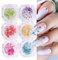 EYVRPAU 6 Stück Nail Art Flowers Set Decoration,Gelnägel Zubehör 6 Farben,Nail Art Aufkleber trockene Blumen Kit getrocknete Blumen Zubehör Set DIY Nageldekoration