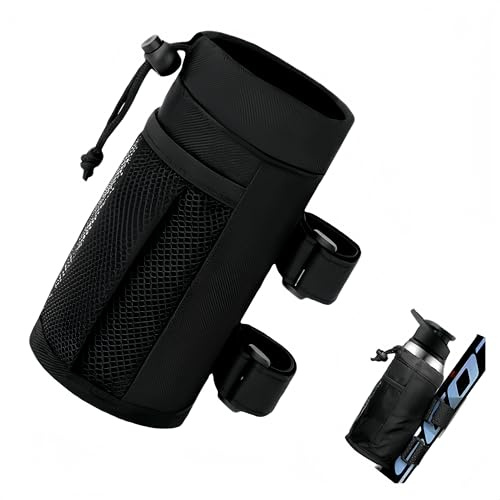 Portabidón universal para bicicleta, portavasos para bicicleta, portabotellas sin tornillos con bolsillos de red, portabotellas con cierre de cordón, botella de bicicleta para manillar de bicicleta