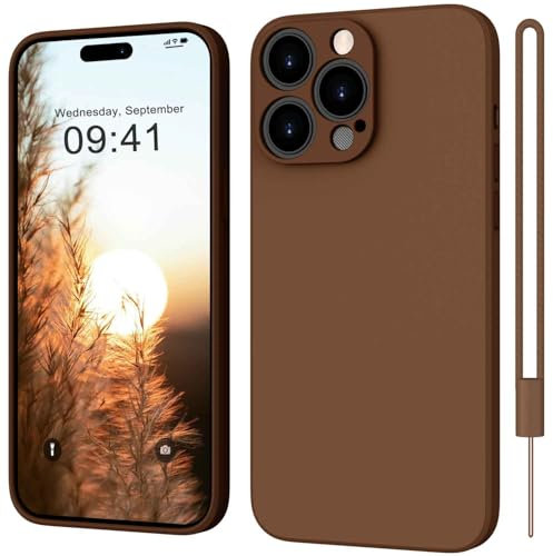 ORDA for iPhone 15 Pro Case Silicone Camera Protection Ultra Slim Case Soft Gel 15 Pro Cover Rubber Lightweight Anti-Scratch Phone Case Compatible for iPhone 15 Pro 6.1 Inch Brown