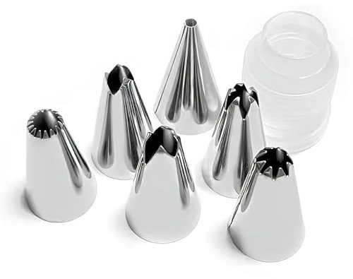 6PCS Douilles à Pâtisserie Professionnelles en Acier Inoxydable, Set de Poche a Douille Patisserie, Douilles à Pâtisserie - pour Décorer Gâteaux, Cupcakes et Pâtisseries, Résistant à la Rouille