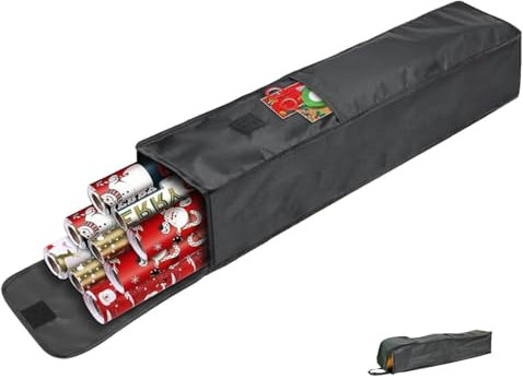 Newbob Organizer Carta da Regalo, Borsa Porta Carta Regalo per 9 Rotoli, Porta per Rotoli Carta da Regalo con Tasche Laterali e Manici Porta Rotoli, 78x13x13cm