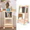 Helangel Tour d'observation Montessori,Tour d'observation Enfant 3 Hauteurs Réglables Kitchen Helper avec Tableau Tour d'apprentissage Bebe pour Learning Natural Wood