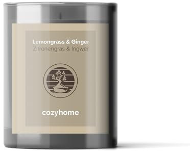 Cozyhome Zitronengras-Ingwer Sojawachs Duftkerzen im Glas - Handgefertigte Sojawachs Deko Kerzen aus Deutschland - Premium Sojawachskerze mit intensiver Duft und langer Brenndauer