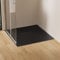 EMKE Duschwanne 90x90 cm Duschtasse Flach SMC Rutschfeste Brausewanne Schwarz Höhe 2.6 cm Steinoptik Duschwannen Ablaufgarnitur 90 mm