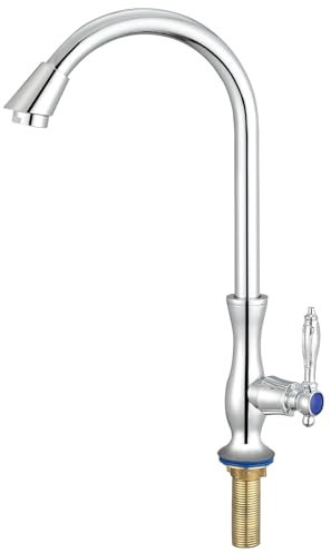 Robinet d'eau froide uniquement, poignée unique trou unique robinet d'eau froide robinet d'eau froide robinet d'eau froide robinet d'eau froide pour cuisine, extérieur (plaquage)