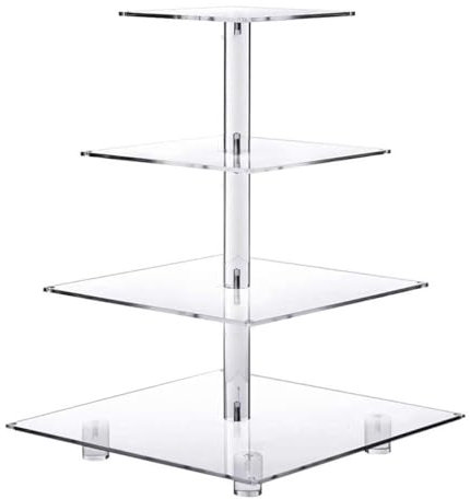 Kuchenständer mit 4 Etagen, LED-Lichterkette, Cupcake-Halter, Acryl, Cupcake-Display