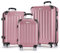MERISH Reisekoffer Koffer Kofferset Trolleys Zwillingsrollen 3tlg. Hartschale in 9 Farben (Rose, Set)