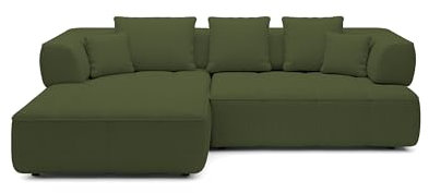DomoHome Avangarde Ecksofa Moderne Eckcouch mit Verstellbarer Sitztiefe Wasserabweisendem Aragon-Stoffbezug und Hochwertiger Polsterung Linkes Layout 182x285x86cm Grün