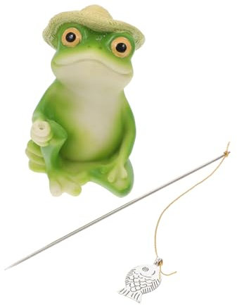 COOPHYA Realistische Frosch-Fischerei Statue Aus Robustem Resin Kleine Gartenfigur Für Teich Außenbereich Terrasse Und Bonsai Deko Wetterfeste Tierische Gartendekoration Für Blumenbeet