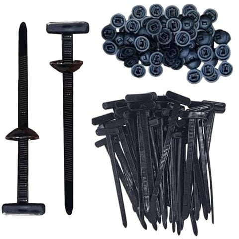 100PCS Nylon Universal Cable Tie Buckle, Multipurpose Design Zip Tie Rivets, Heavy Duty Self-Locking Cable Tie Buckles Tool for Car Daily Repair (Black)