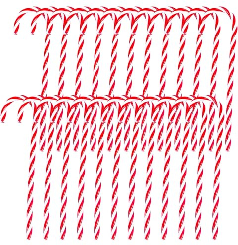 24 Pcs Christmas Candy Cane,Twisted Plastic Candy Cane Christmas Tree Hanging Ornament,for Xmas Home Indoor Outdoor Party Decoration,New Years Holiday Party Decor Partys Gift (Red and White)