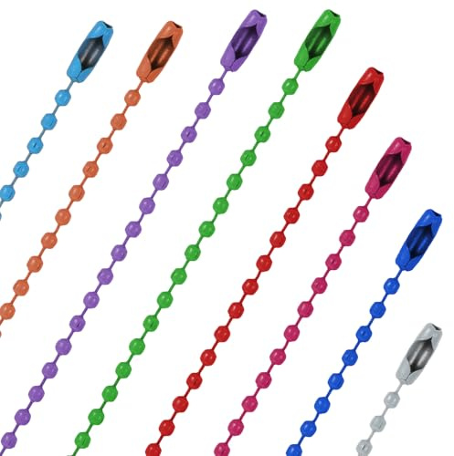LIQWEI 200 Stück Kugelkette Bunte, Kugelkette Schlüsselanhänger Kette Kugelketten Schlüsselanhänger Edelstahl Perlen Rollenkette Für Tag DIY Handwerk Halsketten Erkennungsmarke