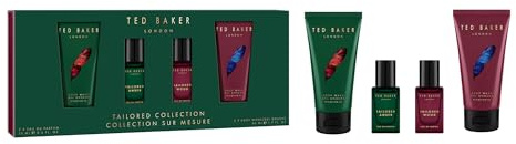 Ted Baker Tailored Collection Gift Set, EDP & Body Wash For Men | Tailored Wood and Tailored Amber with Matching Body Wash, 2 x 15ml Eau de Parfum and 2 x 50ml Body Wash Gift idea for him