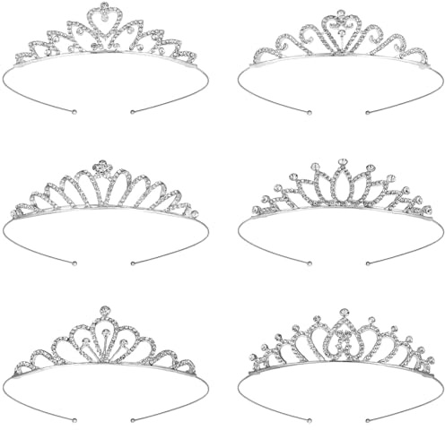 Livdouyu 6 Stück Kristallkrone Tiara Diadem Crown Prinzessin Krone | Kristalle Krone Braut Tiara für Mädchen und Damen,Geburtstag,Hochzeit,Abschlussball,Feiertag,Party Geschenk