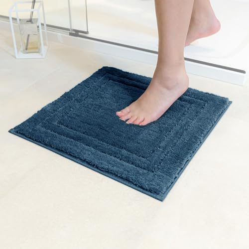 Decomira Badematte rutschfest | Als Badteppich Set kombinierbar | WC-Teppich Badezimmer-Teppich Bad-Vorleger waschbar | Duschvorleger waschbar Bad-Garnitur | Royal Blue - 45x45 cm